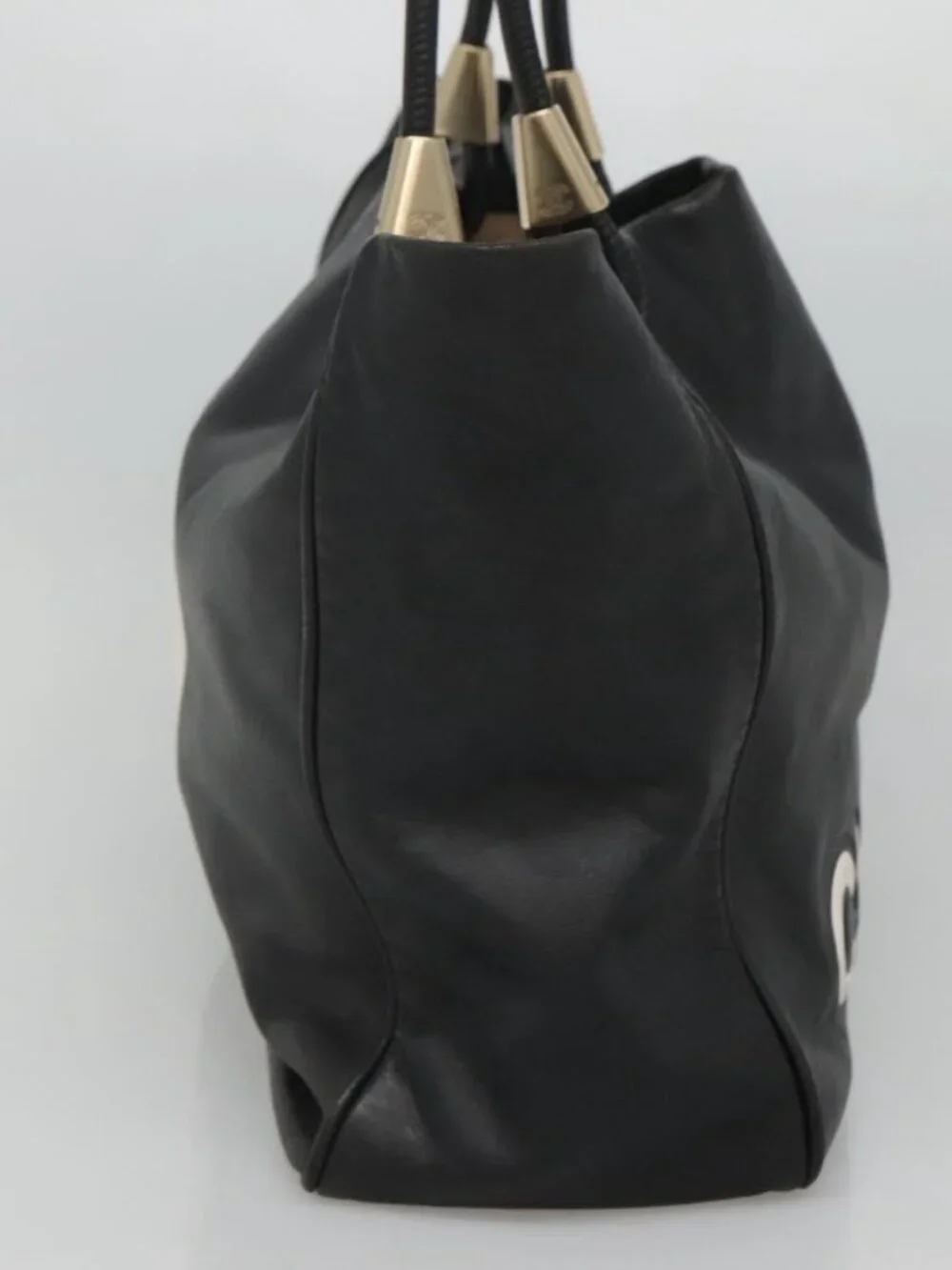 CHANEL Camelia Tote Bag Lamb Skin Black CC Auth BA841